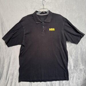 NRA Polo Shirt Mens‎ XL Black Short Sleeve 100% Cotton Embroidered Logo Casual